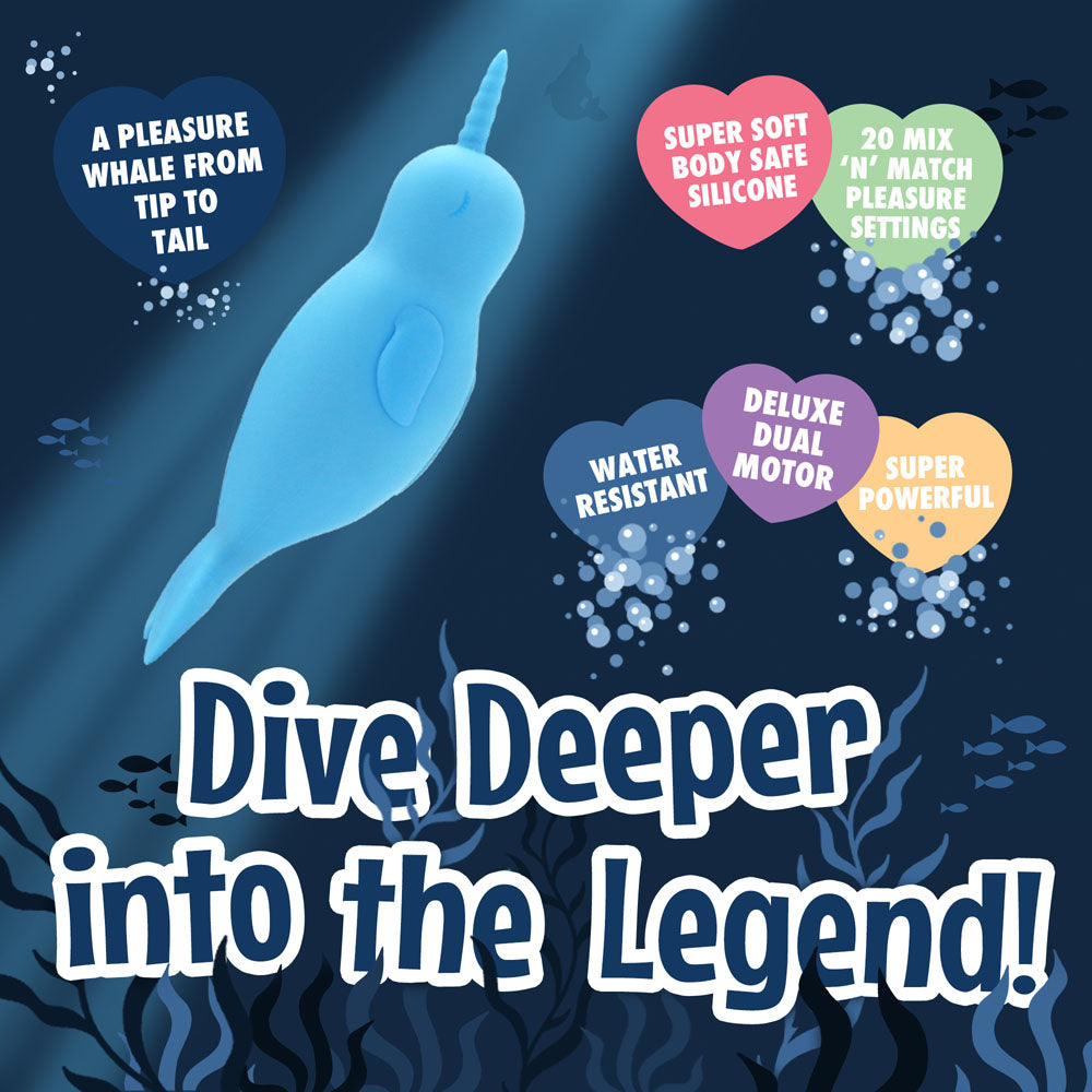 Unihorn Of The Sea Neigh Mo The Narwhal Blue Usb Rechargeable Dual Motor Stimulator