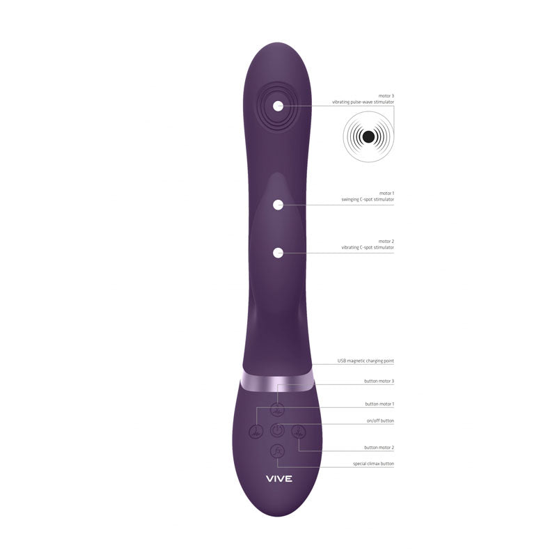Vive Aimi Purple Purple 22.3 Cm Usb Rechargeable Rabbit Vibrator