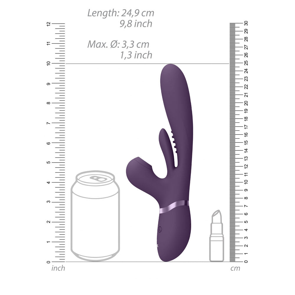 Vive Ena Purple Purple 25 Cm Usb Rechargeable Thrusting Vibrator With Air Wave Stimulator