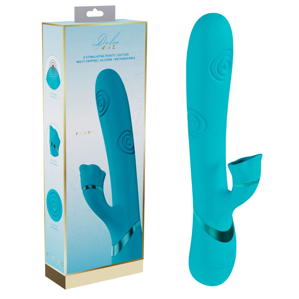 Vive Fiore Blue 25 Cm Usb Rechargeable Tapping Rabbit Vibrator