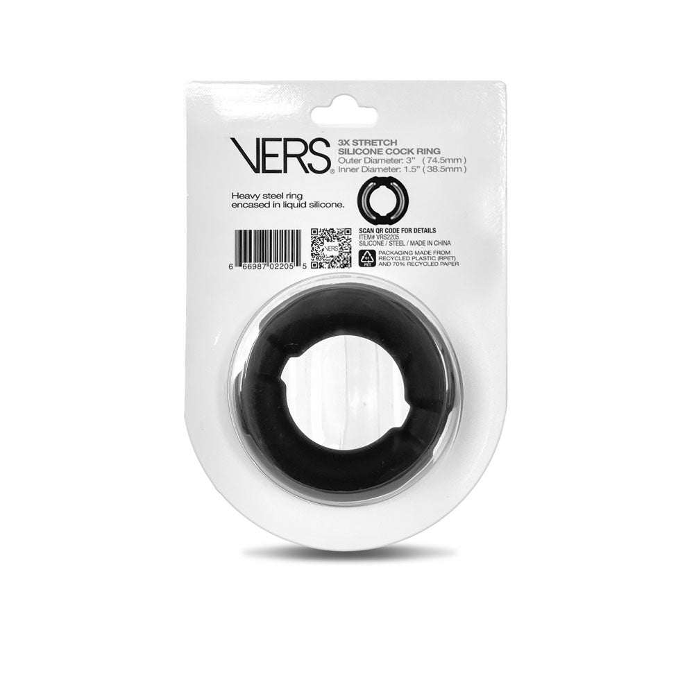 Vers Liquid Silicone Weighted Steel Core C Ring Black Cock Ring With Steel Core
