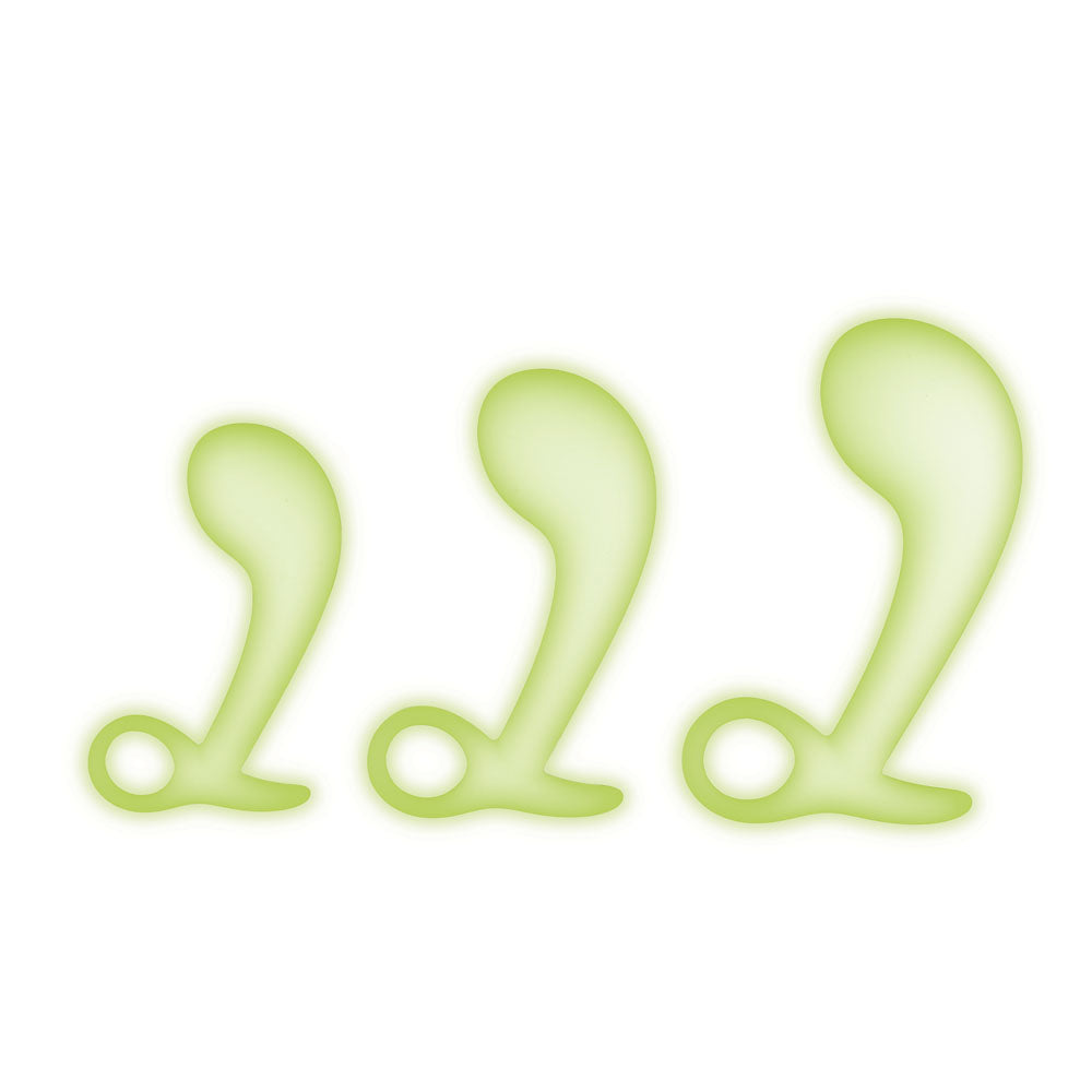 Whip Smart Glow In The Dark 3pc Prostate Training Kit Glow In Dark Prostate Massagers Set Of 3 Sizes
