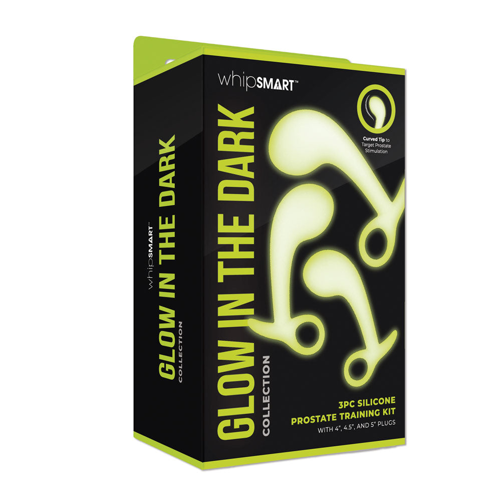 Whip Smart Glow In The Dark 3pc Prostate Training Kit Glow In Dark Prostate Massagers Set Of 3 Sizes