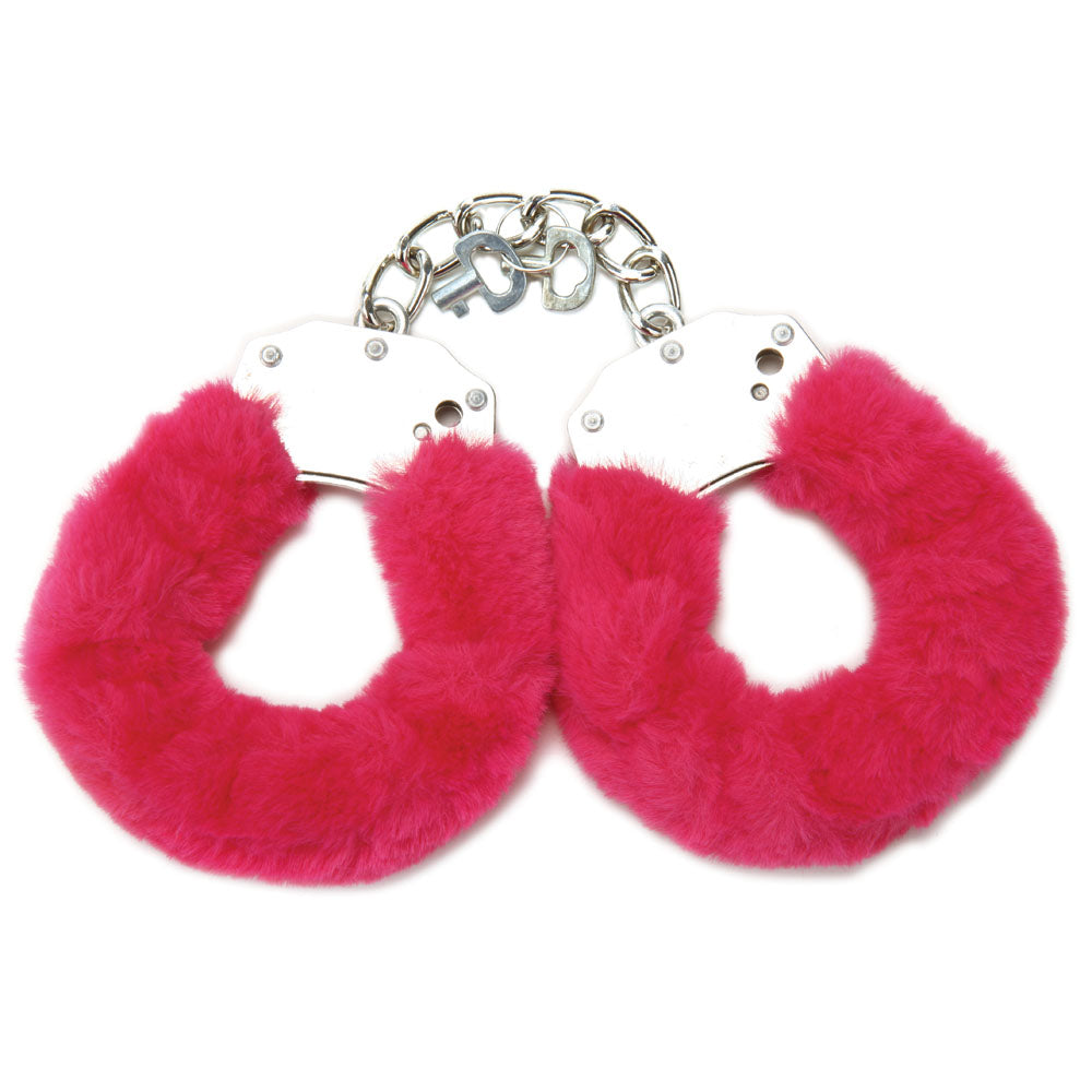 Whip Smart Classic Furry Cuffs Hot Pink Hot Pink Furry Restraints With Bonus Eye Mask