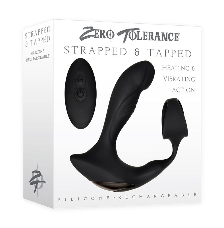 Zero Tolerance Strapped & Tapped Black Usb Rechargeable Heating Anal Plug With Cock Ring