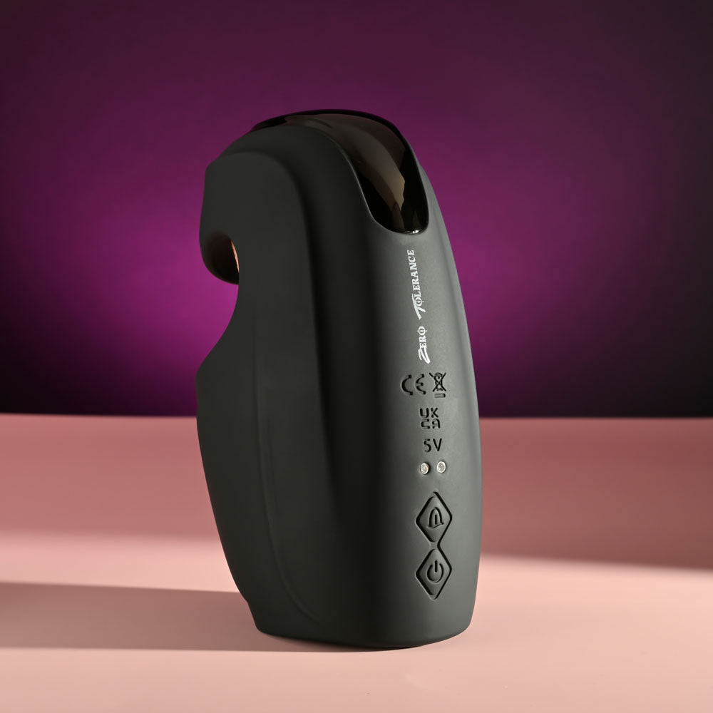 Zero Tolerance Lick The Tip Black Usb Rechargeable Vibrating & Flicking Masturbator