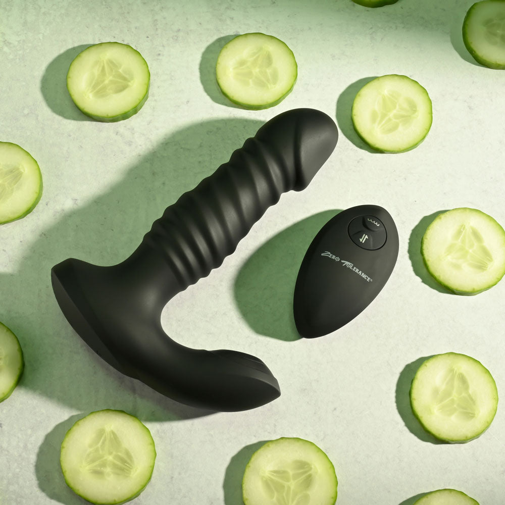 Zero Tolerance Striker Black 16.4 Cm Usb Rechargeable Thrusting Anal Vibrator With Wireless Remote Control