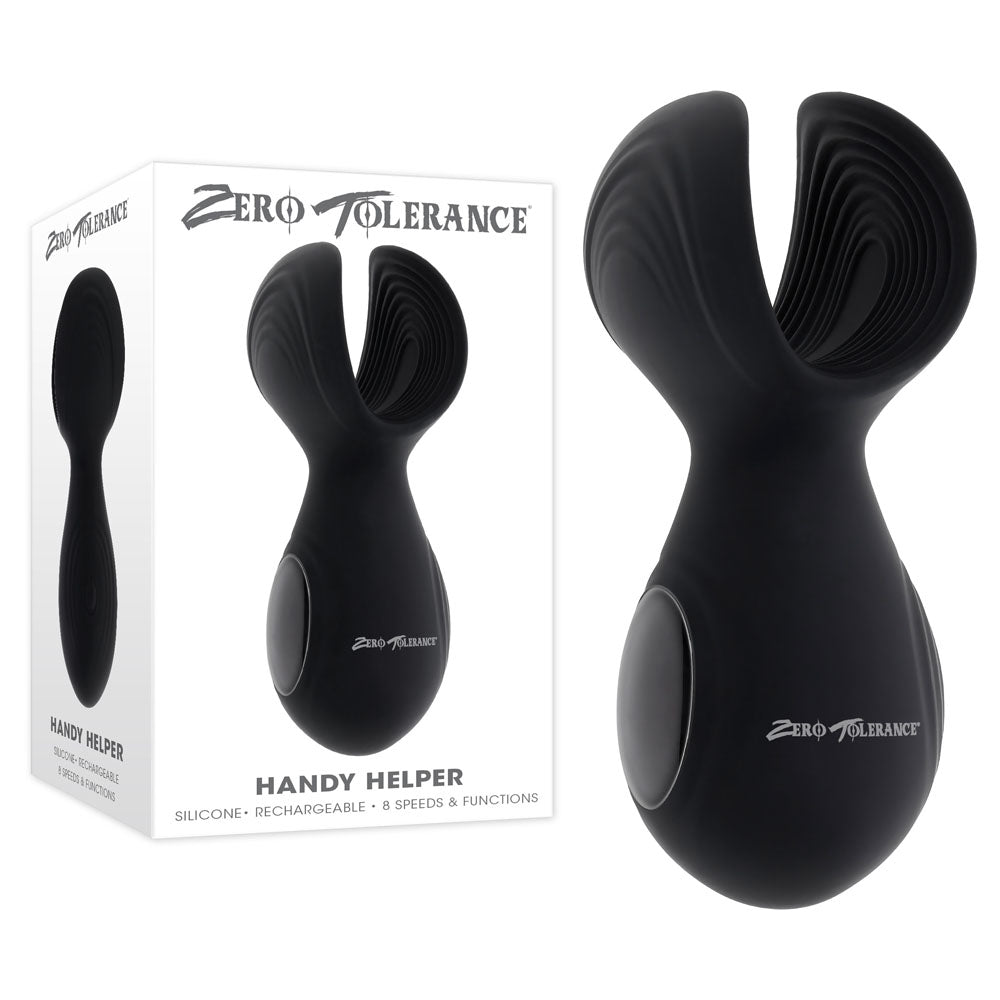 Zero Tolerance Handy Helper Black Usb Rechargeable Vibrating Stroker
