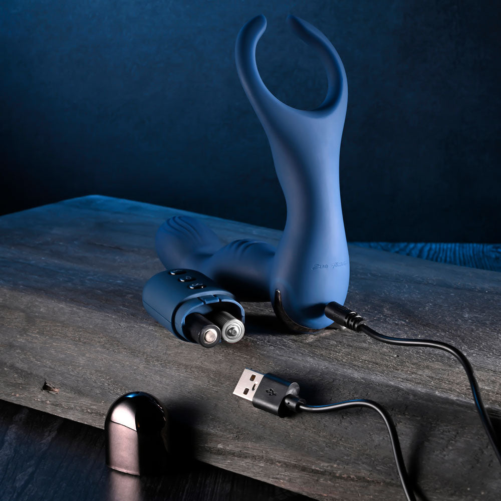 Zero Tolerance By All Means Blue 13.4 Cm Usb Rechargeable Prostate Massager With Cock Ring