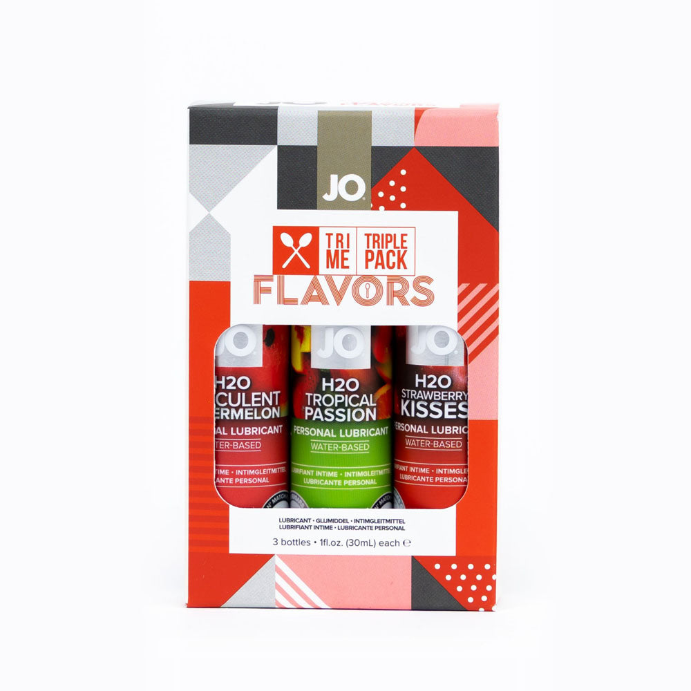 Jo Tri Me Triple Pack Flavours Gift Set Strawberry, Watermelon And Tropic Passion Flavoured Lubes 3 Pack