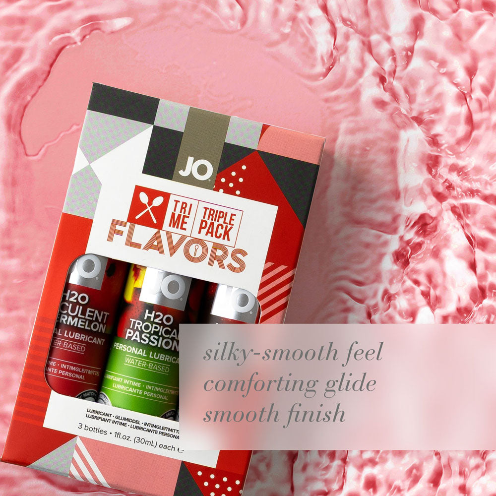 Jo Tri Me Triple Pack Flavours Gift Set Strawberry, Watermelon And Tropic Passion Flavoured Lubes 3 Pack