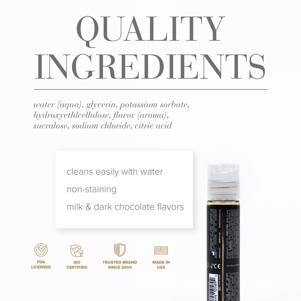 Jo Gelato Decadent Double Chocolate Lubricant 30 M L Chocolate Flavoured Water Based Lubricant 30 Ml Bottle