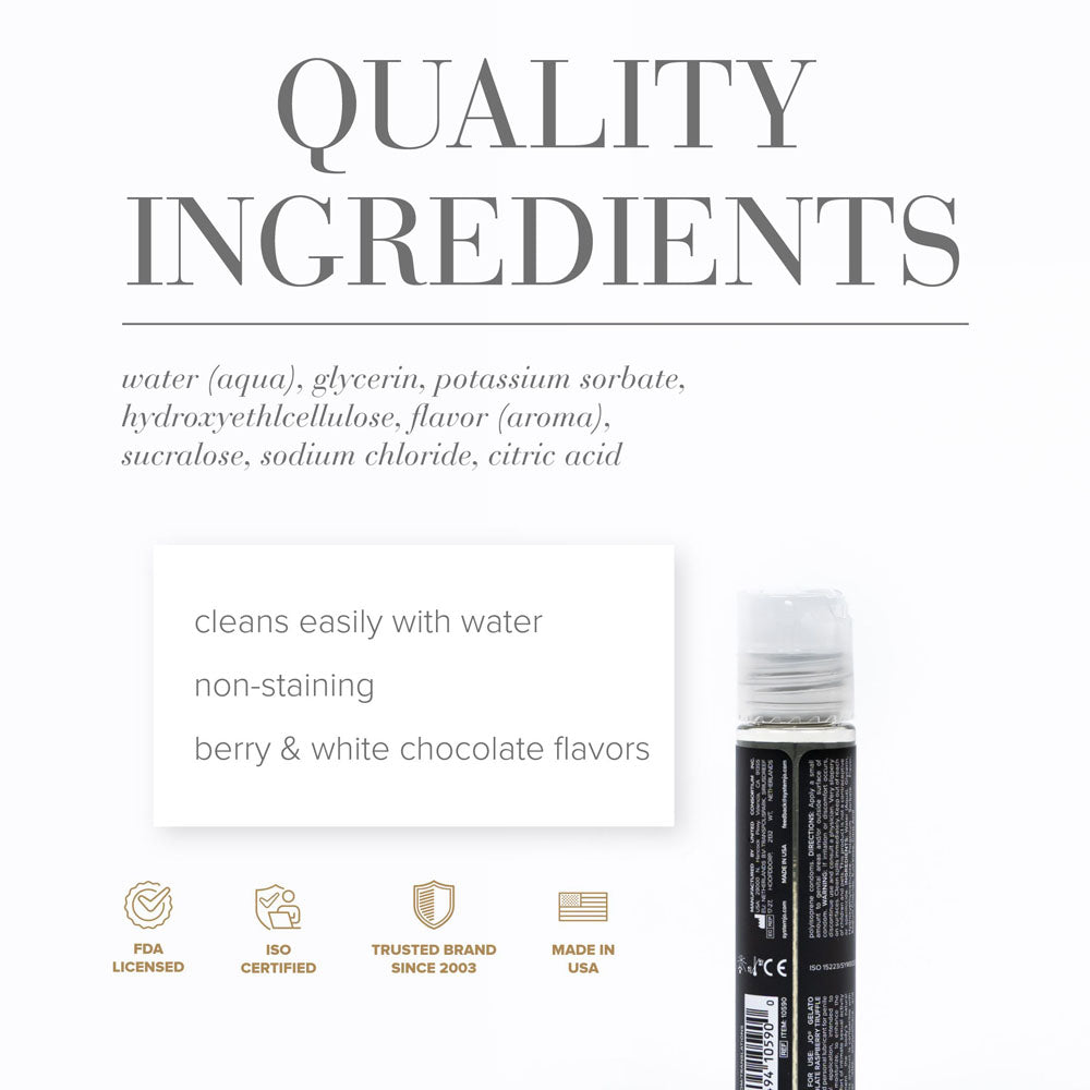 Jo Gelato White Chocolate Raspberry Lube 30 M L White Chocolate Raspberry Flavoured Water Based Lubricant 30 Ml Bottle