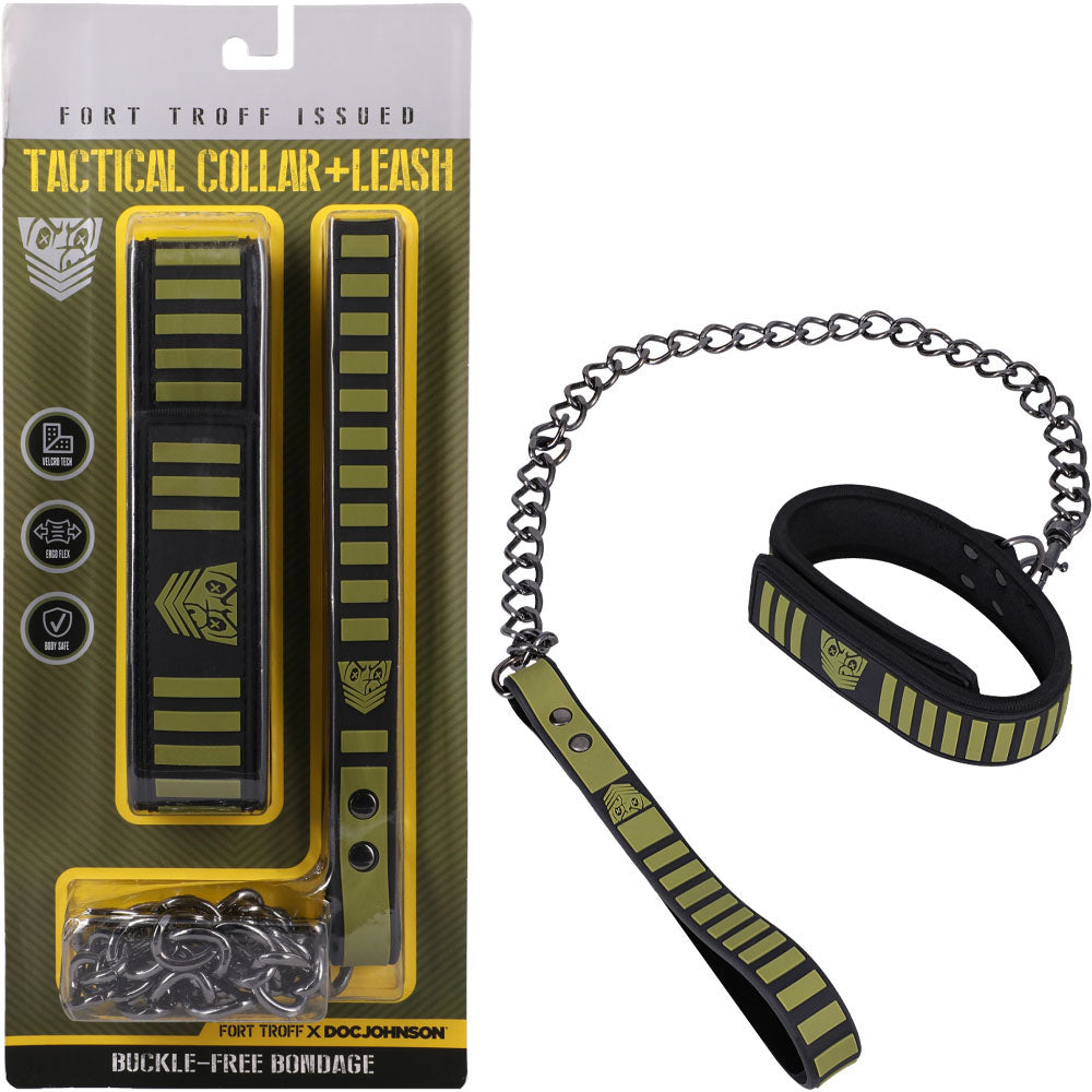 Fort Troff Tactical Collar & Leash Black/Green Restraint