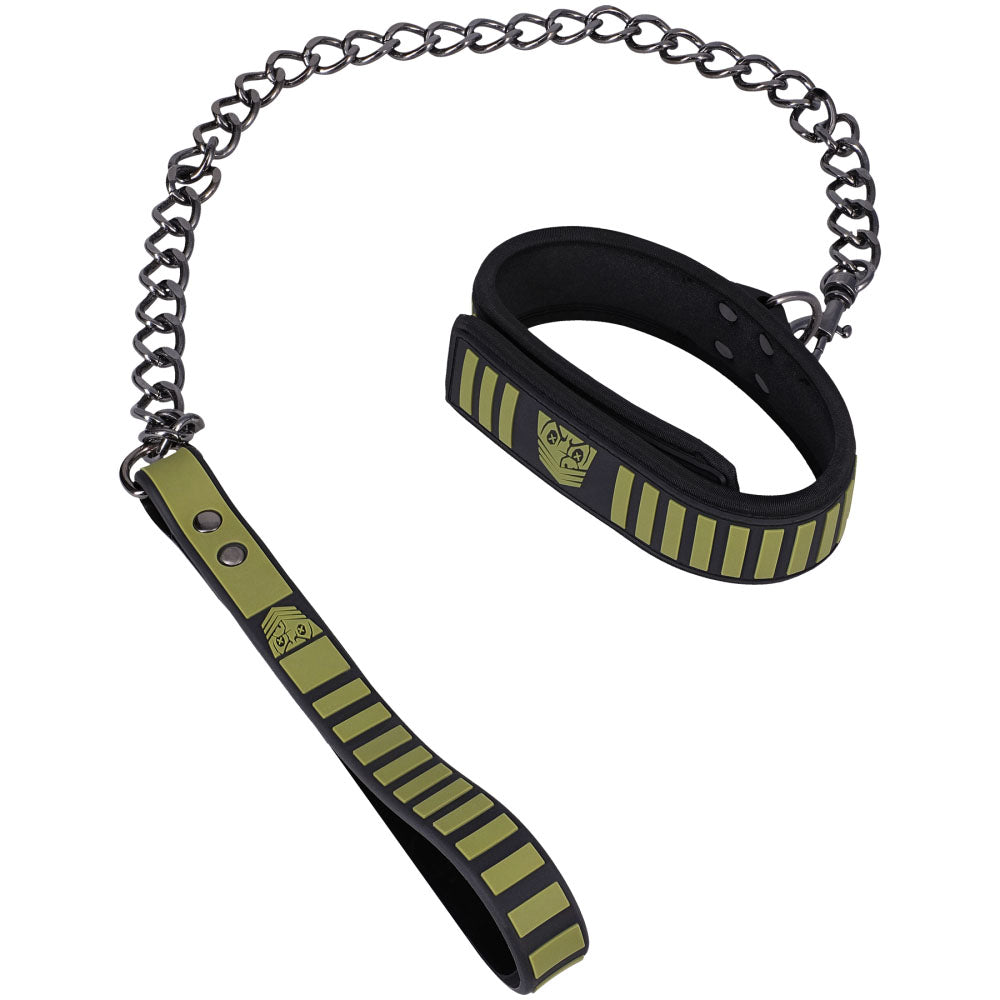 Fort Troff Tactical Collar & Leash Black/Green Restraint