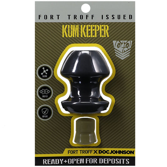 Fort Troff Kum Keeper Medium Black Medium Hollow Butt Plug With Removeable Stopper