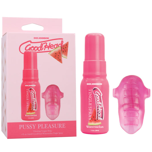 Good Head Pussy Pleasure Party Kit Watermelon Good Head Tingle Spray And Vibrating Tongue Ring