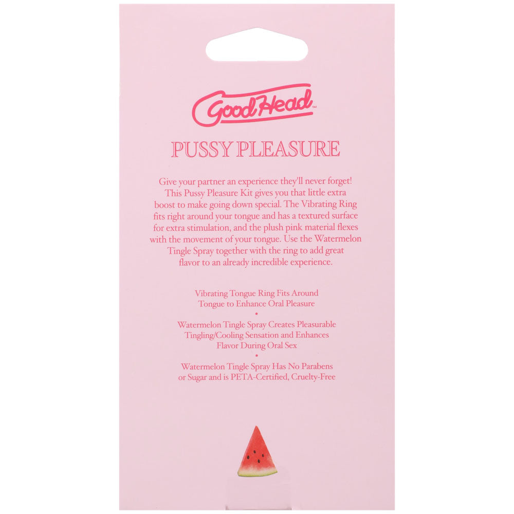 Good Head Pussy Pleasure Party Kit Watermelon Good Head Tingle Spray And Vibrating Tongue Ring