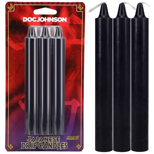 Japanese Drip Candles Black Black 3 Pack