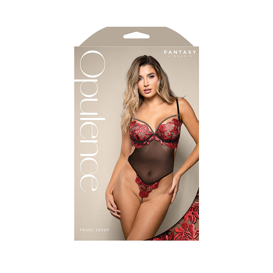 Opulence Floral Pearl Teddy Red Red/Black M/L Size