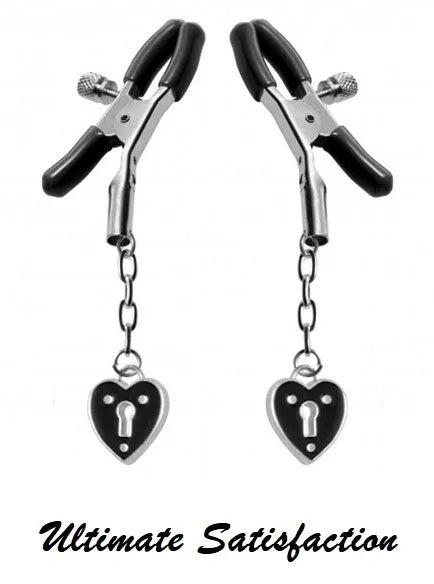 Nipple Clamps with Heart Lock