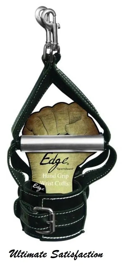Sportsheets Edge Cowhide Hand Grip Leather Wrist Cuffs Black