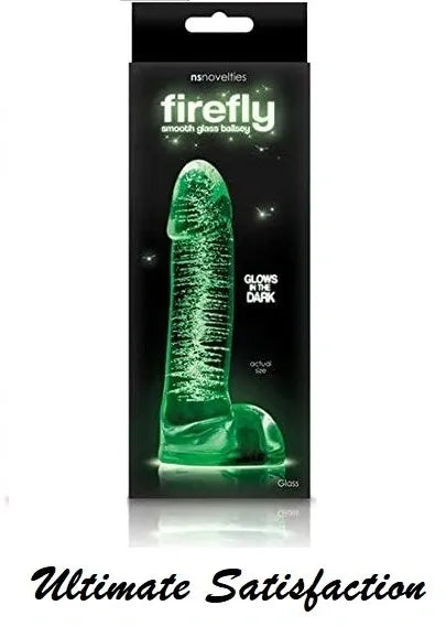Firefly Glass Smooth Ballsey 4 inch Dildo Glow in the Dark