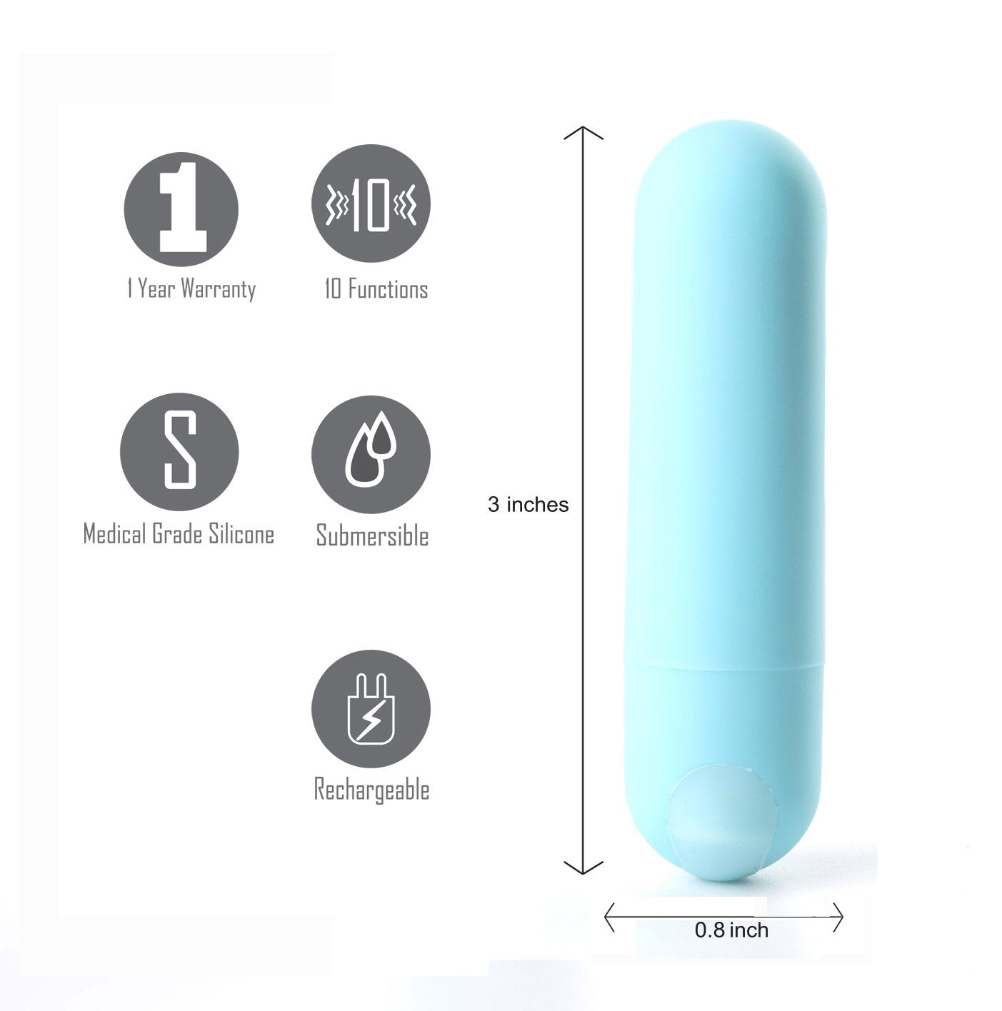 Maia Jessi Teal Blue 7.6 Cm Usb Rechargeable Bullet