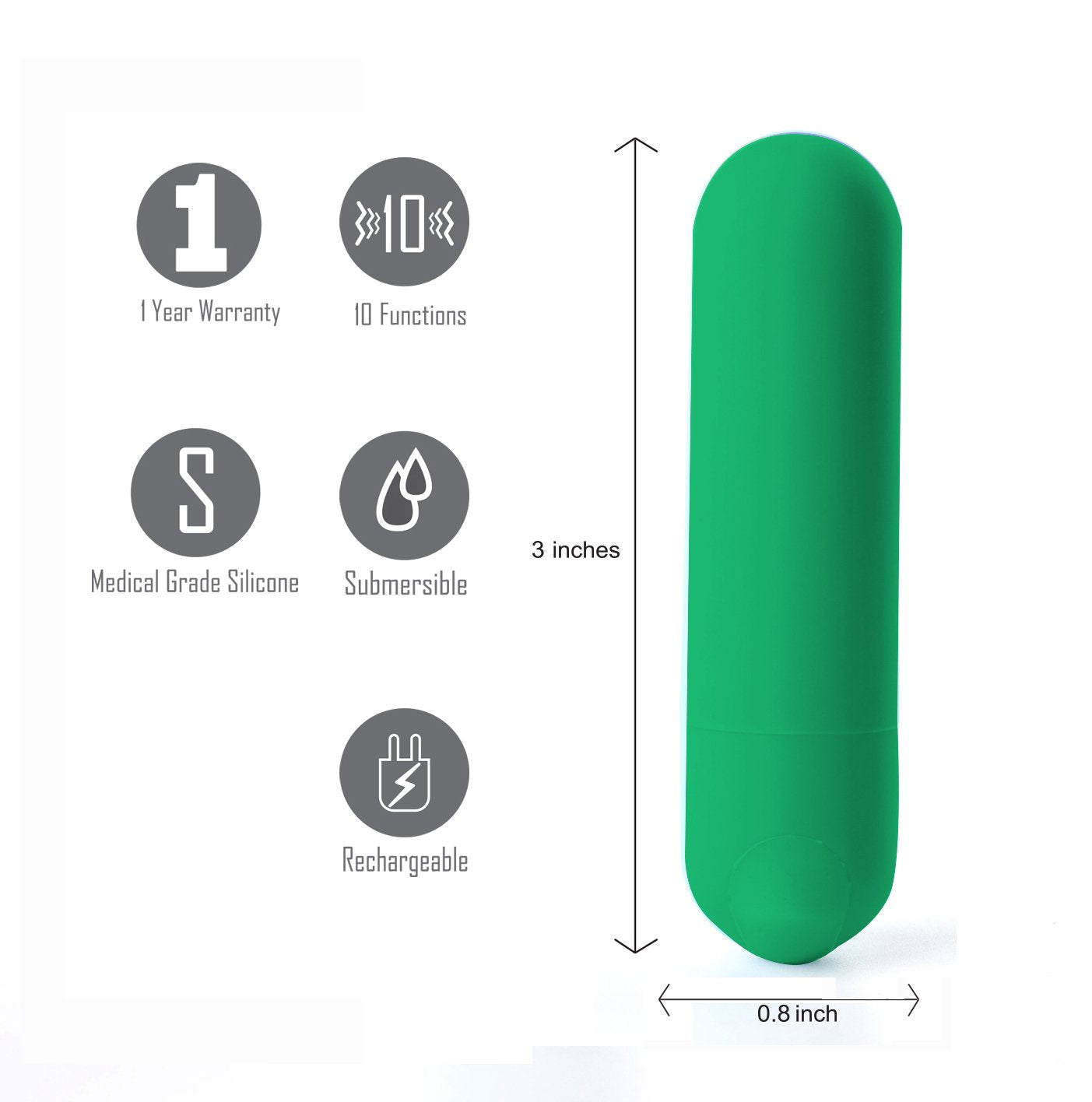 Maia Jessi Emerald Green 7.6 Cm Usb Rechargeable Bullet