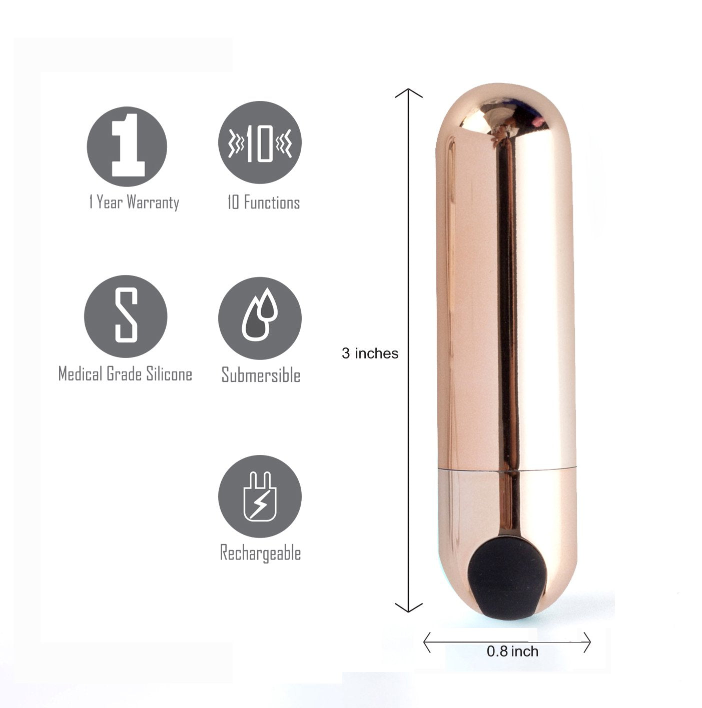 Maia Jessi Rose Gold 7.6 Cm Usb Rechargeable Bullet