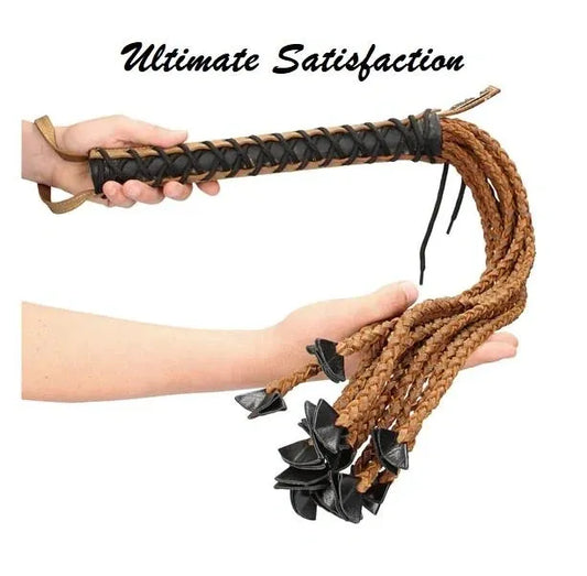 Braided 22 Tails with 12 Handle - Italian Leather- Pain Medieval- Shots