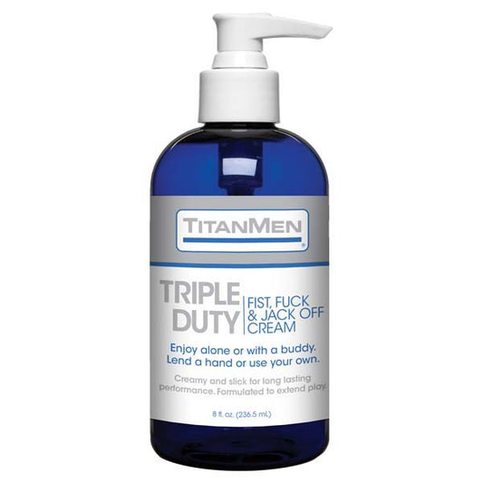 Titan Men Triple Duty Fist, Fuck & Jack Off Cream Cream Lubricant 237 Ml (8 Oz) Pump Bottle