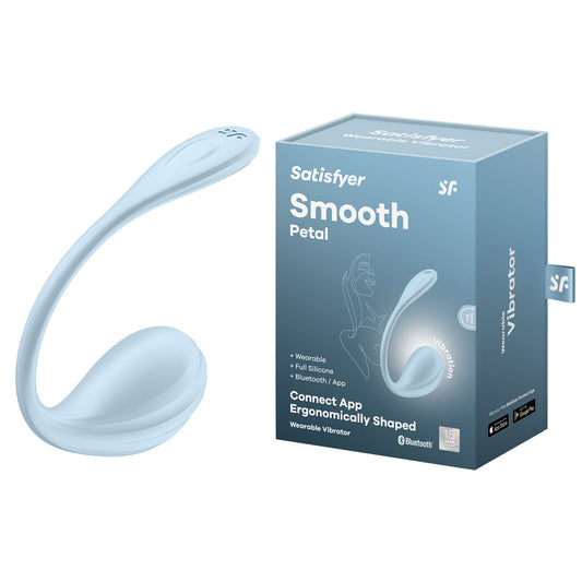 Satisfyer Smooth Petal Light Blue Light Blue Usb Rechargeable Wearable Stimulator With App Control