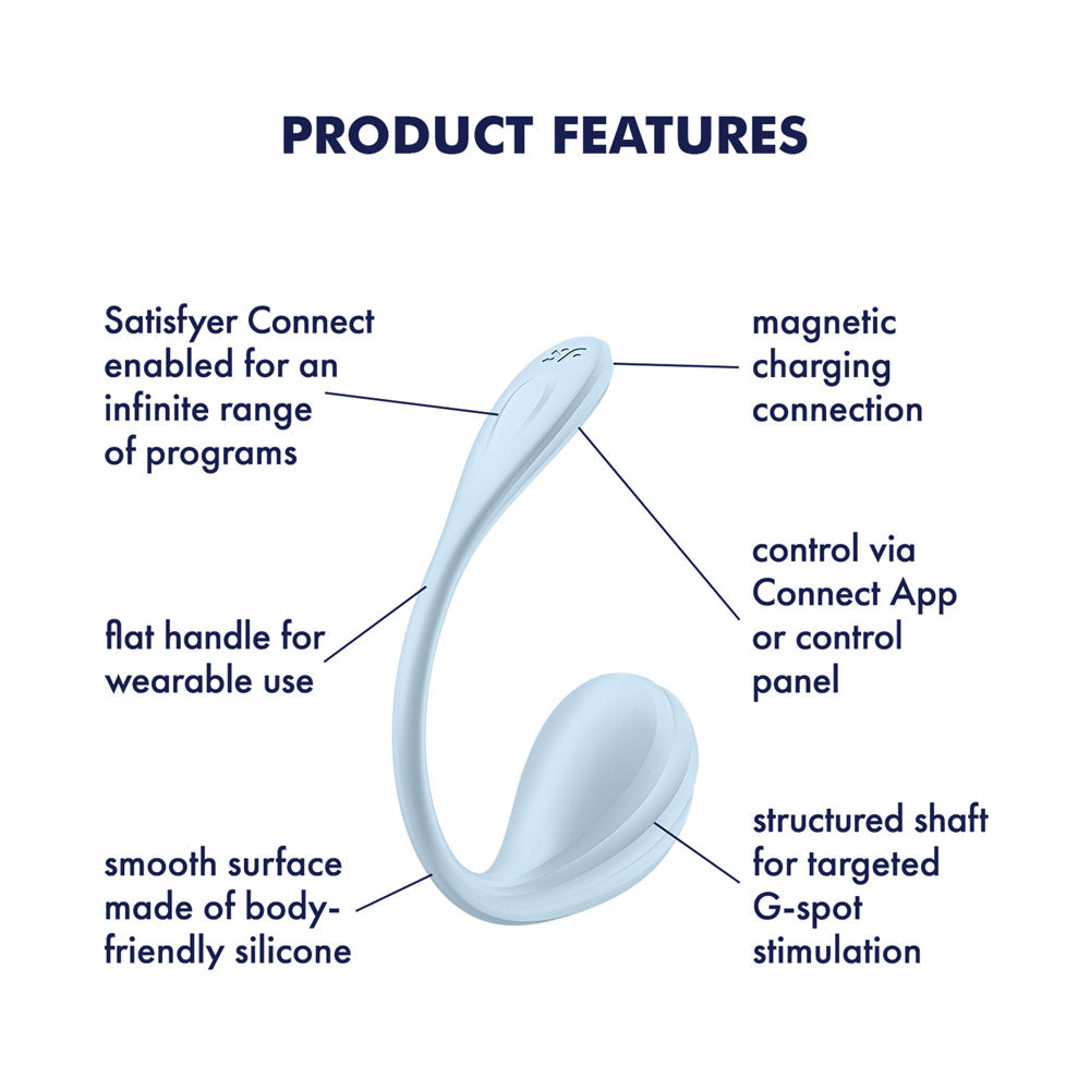 Satisfyer Smooth Petal Light Blue Light Blue Usb Rechargeable Wearable Stimulator With App Control