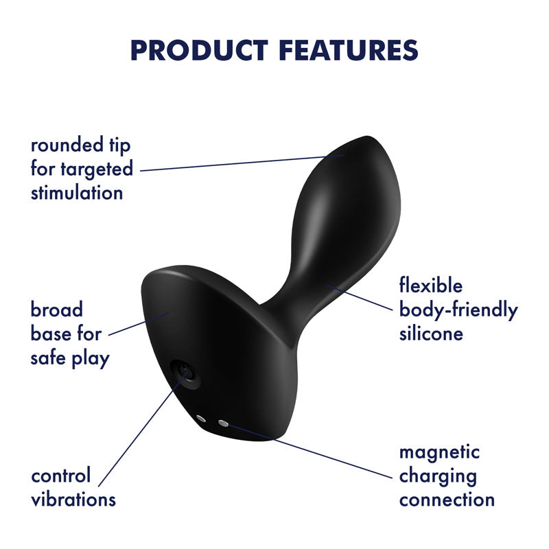 Satisfyer Backdoor Lover Black Usb Rechargeable Vibrating Butt Plug