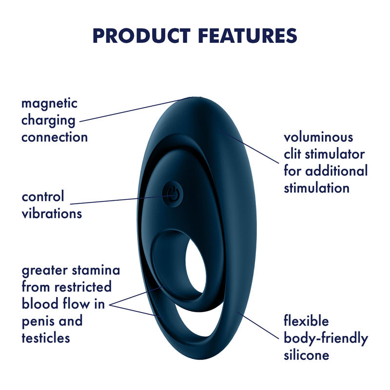 Satisfyer Glorious Duo Dark Blue Usb Rechargeable Cock & Balls Ring