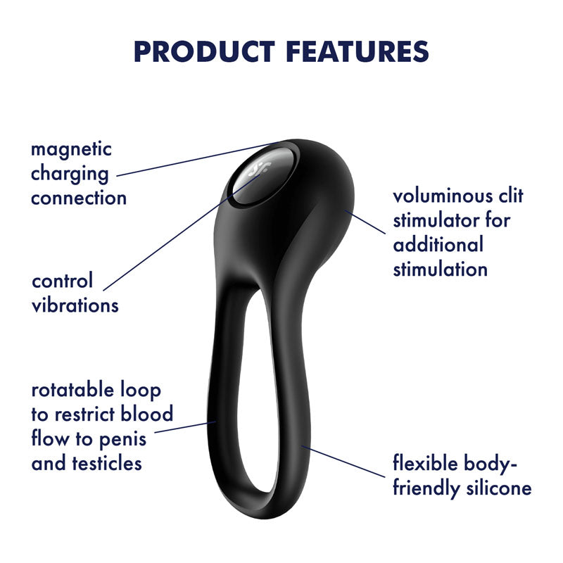 Satisfyer Majestic Duo Black Usb Rechargeable Cock Ring