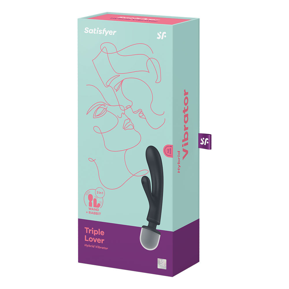Satisfyer Triple Lover Grey Usb Rechargeable Rabbit Vibrator And Massage Wand
