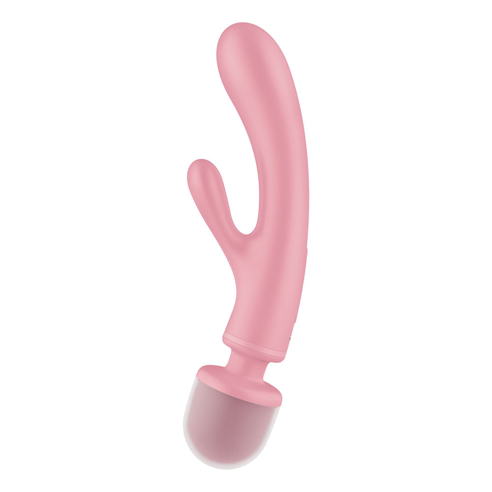 Satisfyer Triple Lover Pink Usb Rechargeable Rabbit Vibrator And Massage Wand