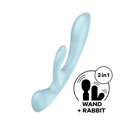 Satisfyer Triple Oh Light Blue Usb Rechargeable Rabbit Vibrator