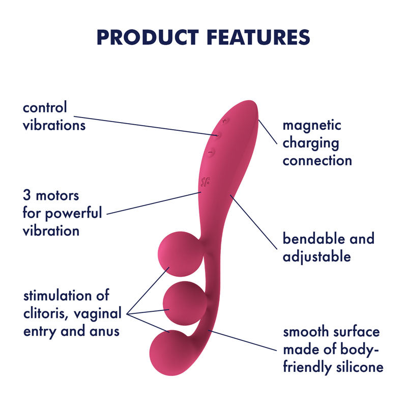 Satisfyer Tri Ball 1 Red Usb Rechargeable 3 Motor Vibrator