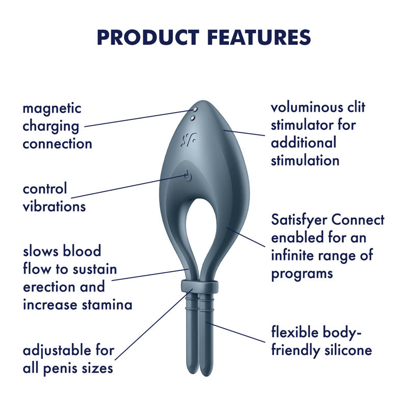 Satisfyer Bullseye Navy Navy Vibrating Adjustable Lasso Cock Ring