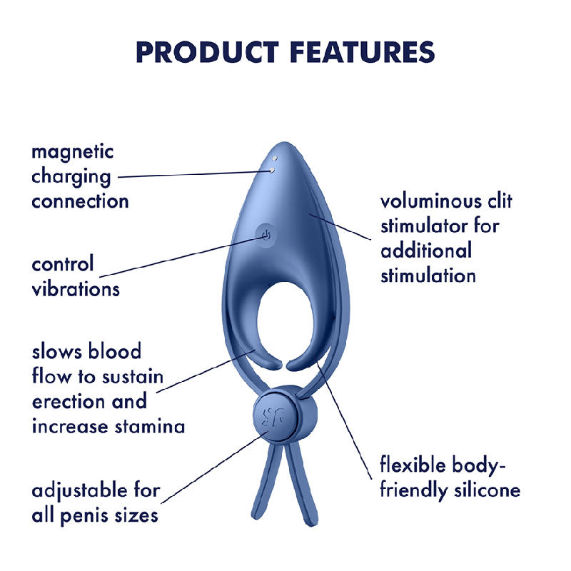 Satisfyer Sniper Blue Blue Vibrating Adjustable Lasso Cock Ring