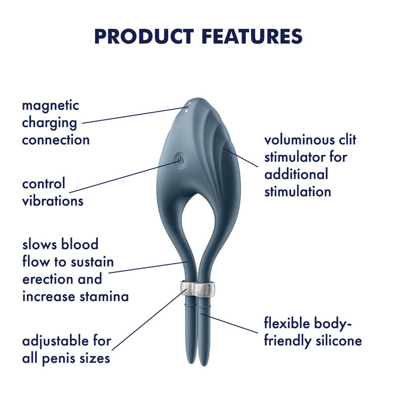 Satisfyer Duelist Dark Blue Vibrating Adjustable Lasso Cock Ring