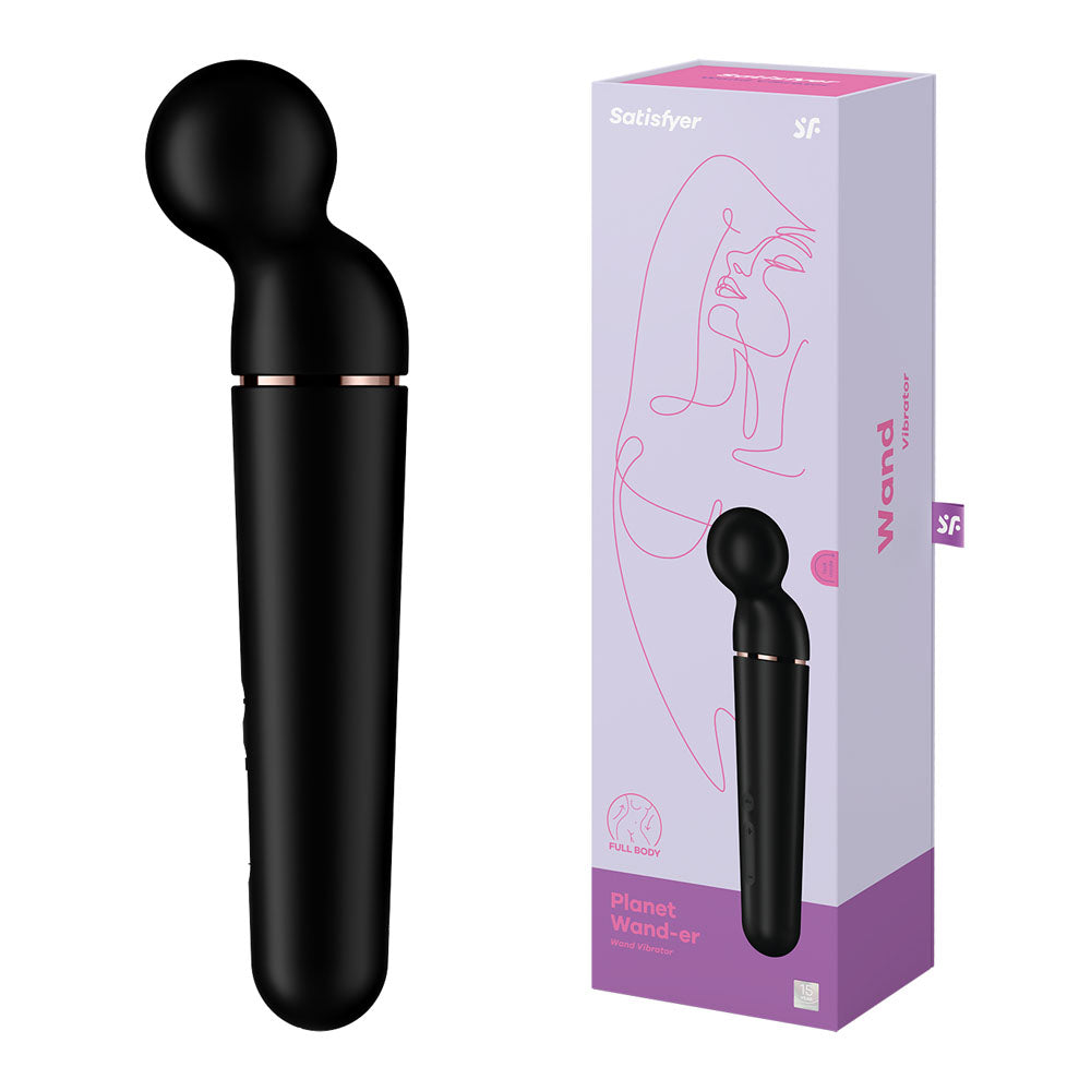 Satisfyer Planet Wand Er Black Black/Rose Gold Usb Rechargeable Massager Wand