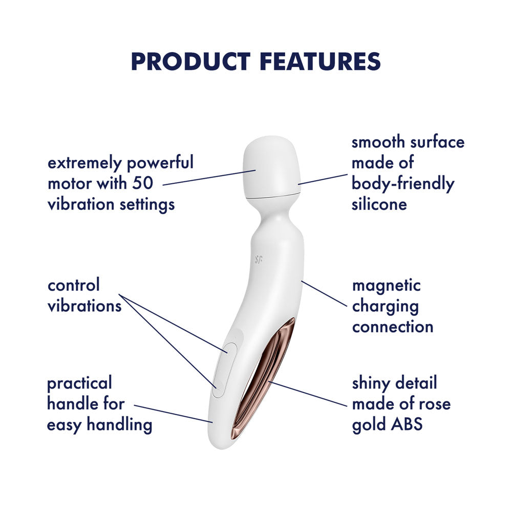 Satisfyer Wand Erland White White/Rose Gold Usb Rechargeable Massage Wand
