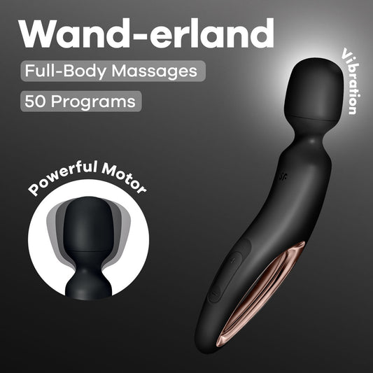 Satisfyer Wand Erland Black Black/Rose Gold Usb Rechargeable Massage Wand