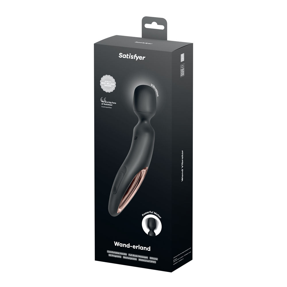 Satisfyer Wand Erland Black Black/Rose Gold Usb Rechargeable Massage Wand