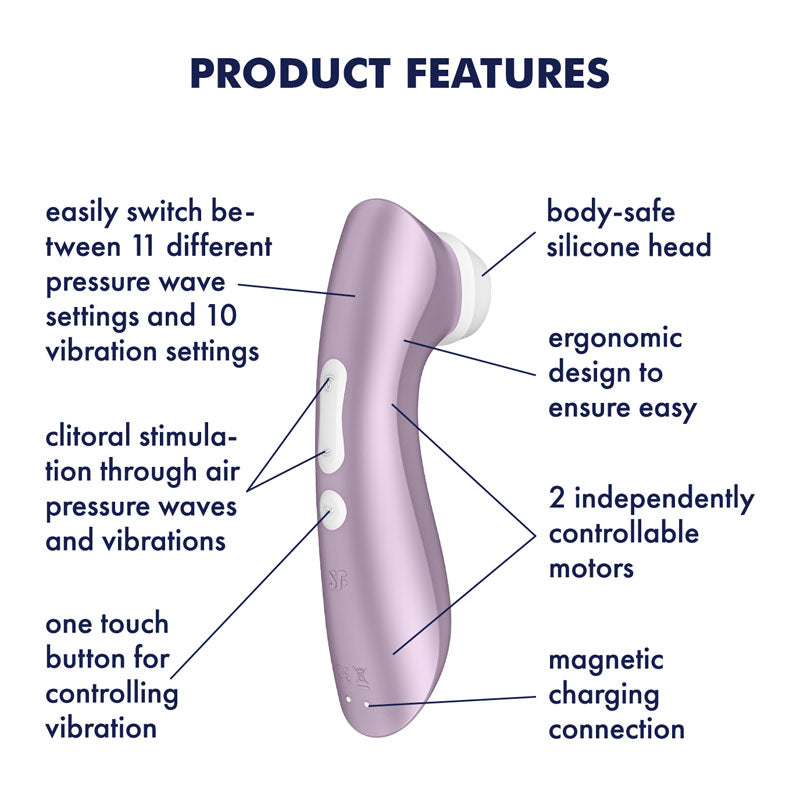 Satisfyer Pro 2+ Purple Purple Touch Free Usb Rechargeable Clitoral Stimulator With Vibration