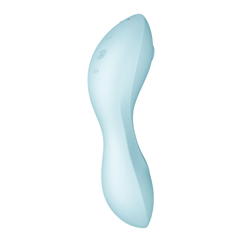 Satisfyer Curvy Trinity 5 Blue Usb Rechargeable Air Pulse Stimulator & Vibrator With App Control